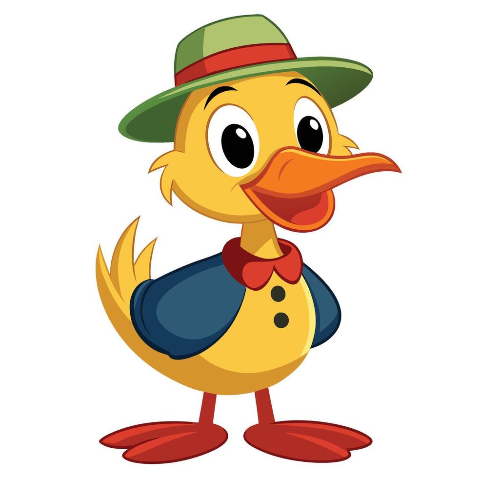 Duck with hat in head cartoon character vector
