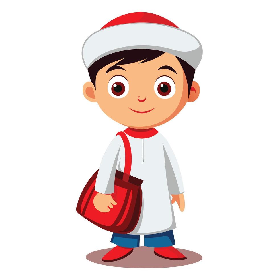 Cute happy smiling muslim child isolated on white vector