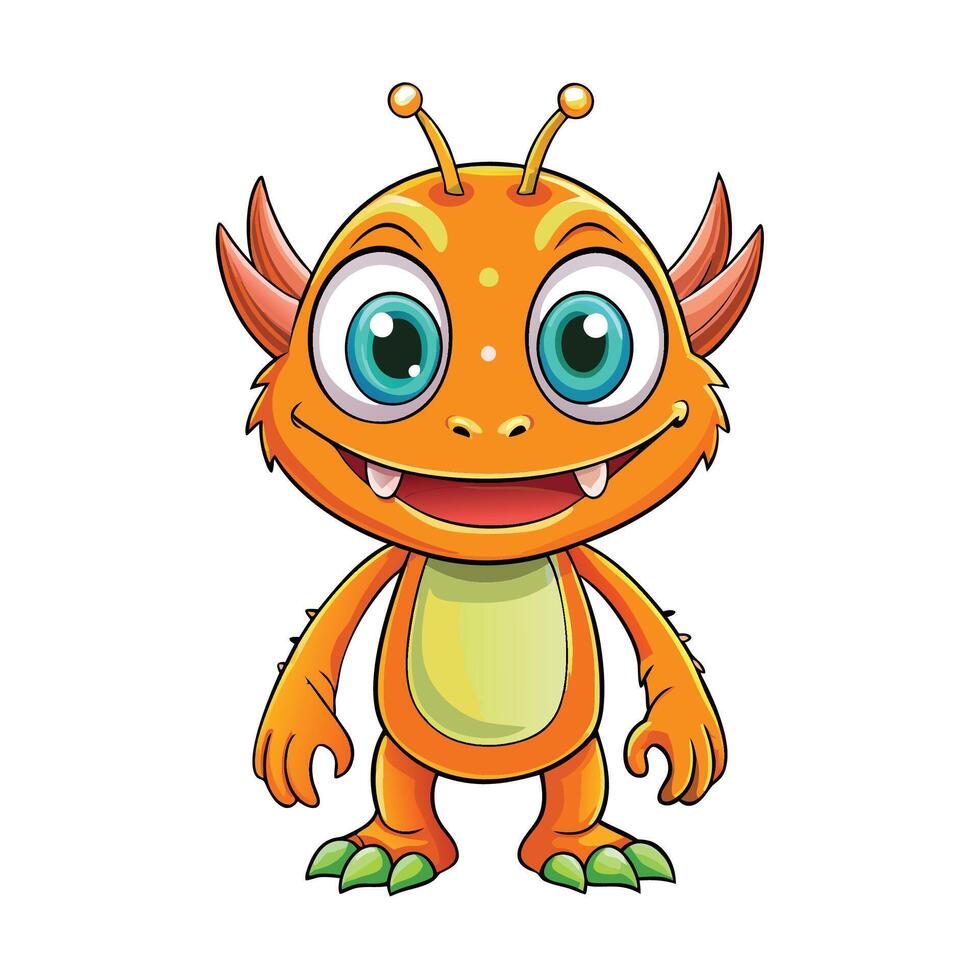 A cartoon of a alien monstar with a white background vector
