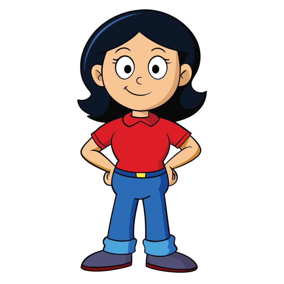 Happy girl cartoon vector