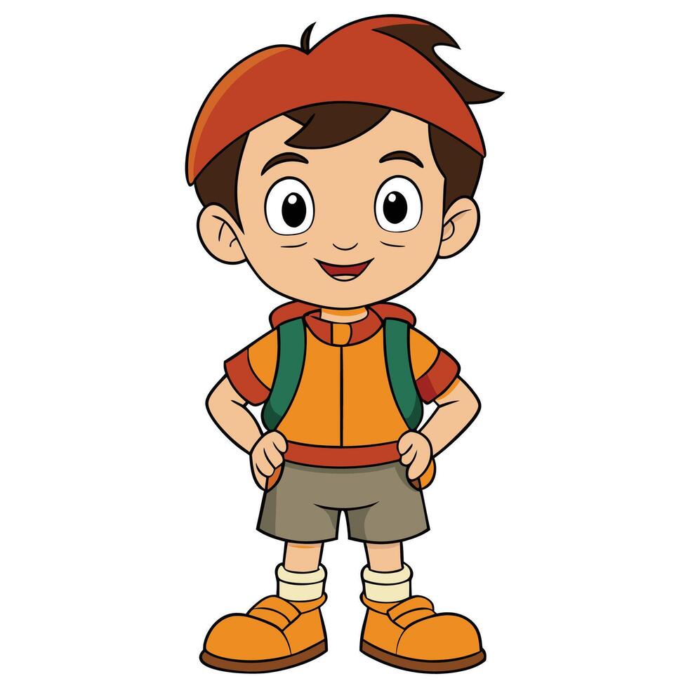 Cartoon of a cute boy standing and smiling vector