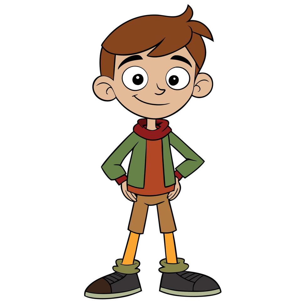 A boy with smiley face cartoon character vector