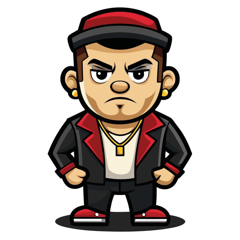Hand drawn gangster cartoon illustration vector
