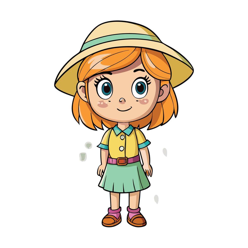 Cartoon of a cute blonde girl standing vector