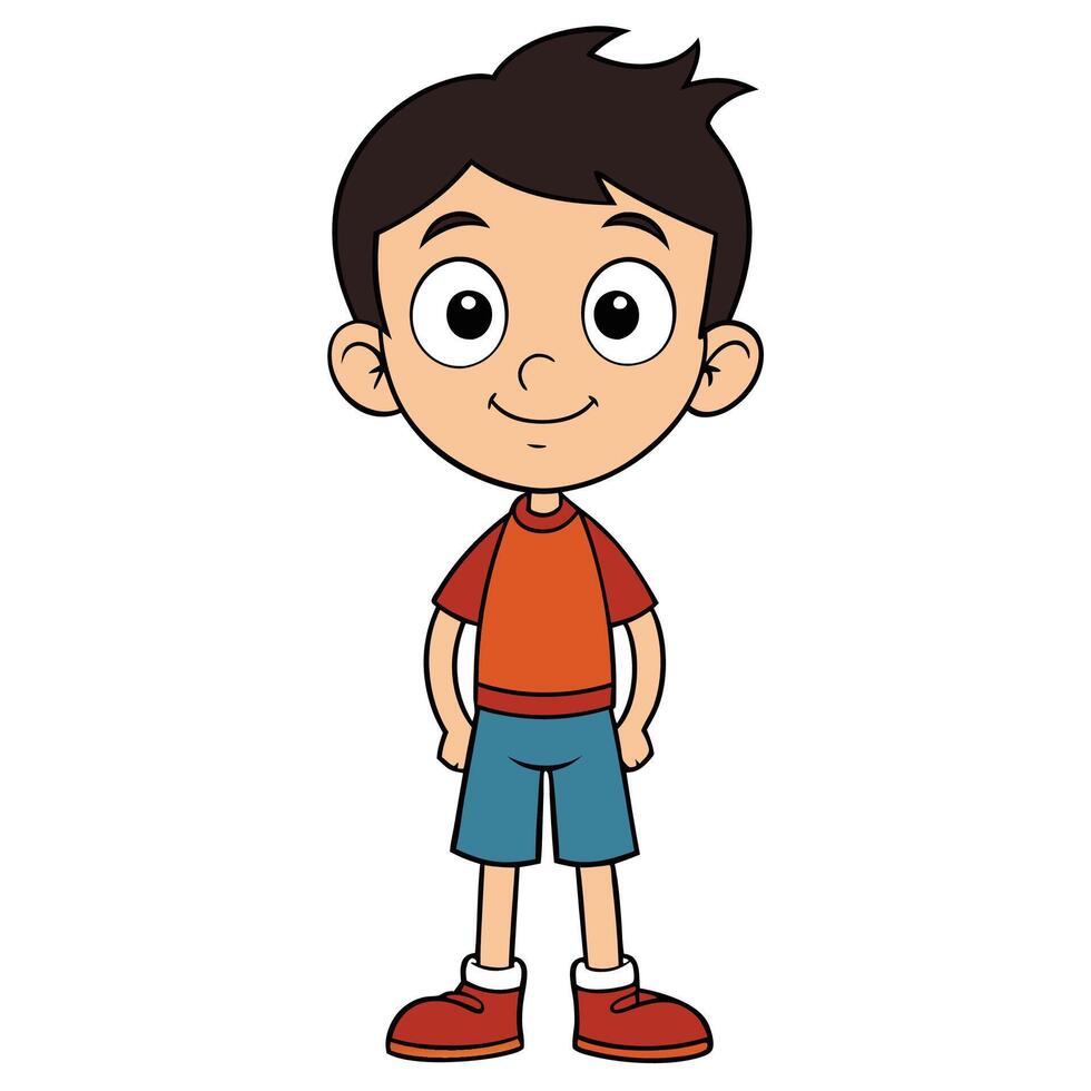Boy wearing blue pant and red shirt vector