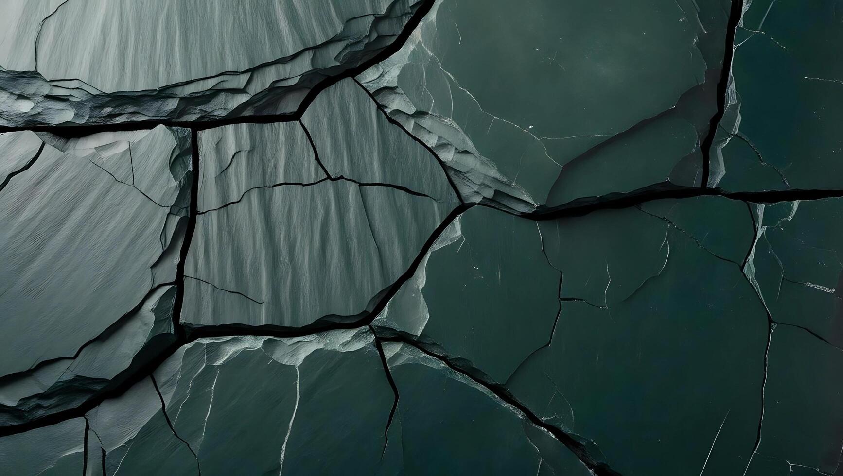 Cracked Dark Rock Surface Texture, Natural Stone Fractures, Abstract Geological Background, Broken Earth Pattern, Rough Slate Close Up, Earthquake Effect, Rugged Terrain, Geological Erosion photo