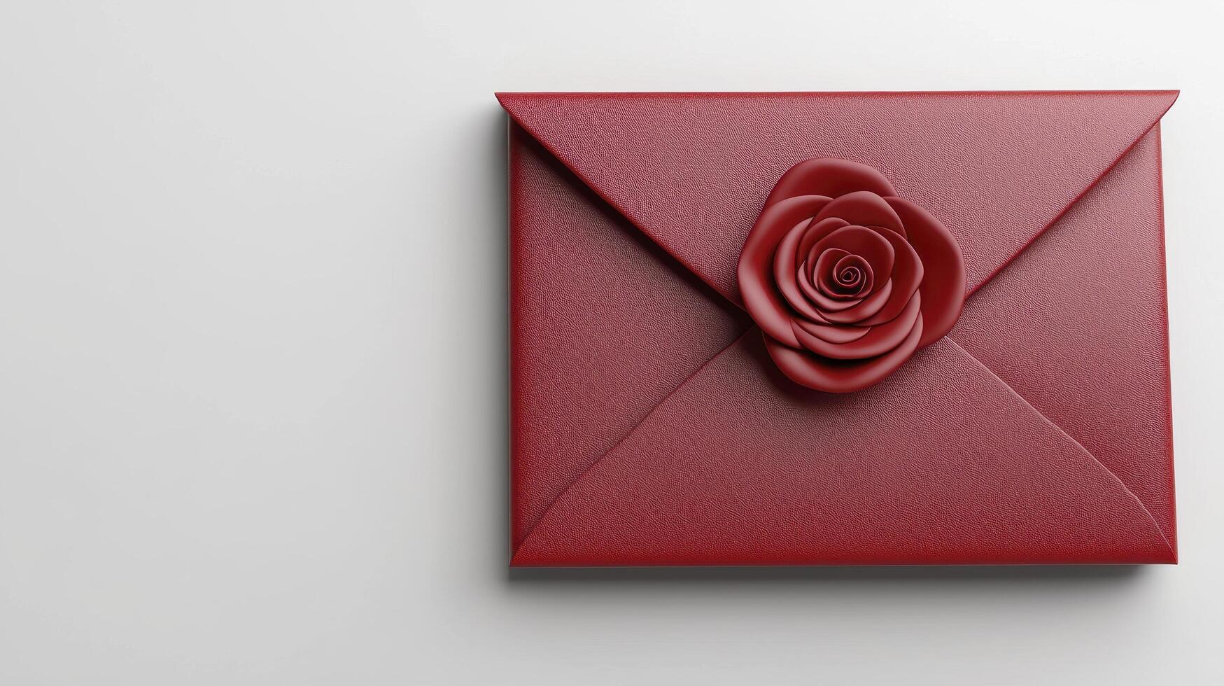Elegant Red Envelope with Delicate Rose Romantic Valentine's Day or Anniversary Design photo