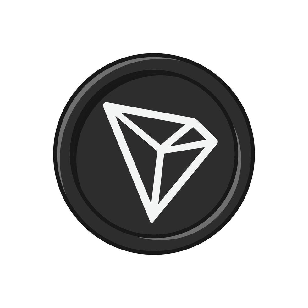 Simple Tron TRX coin illustration in flat design with black color tones vector