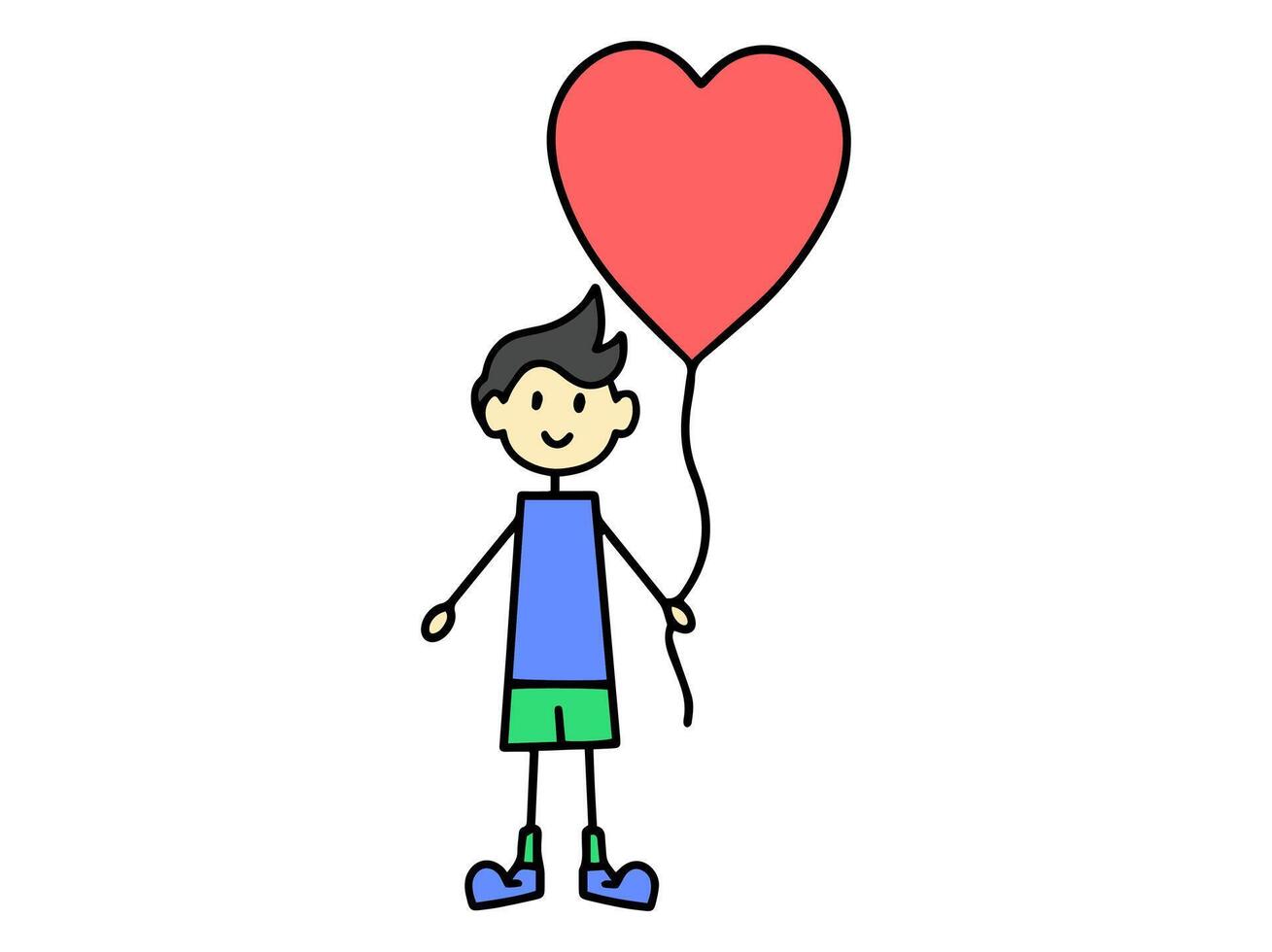 Man Holding Heart Balloon Valentine Day vector