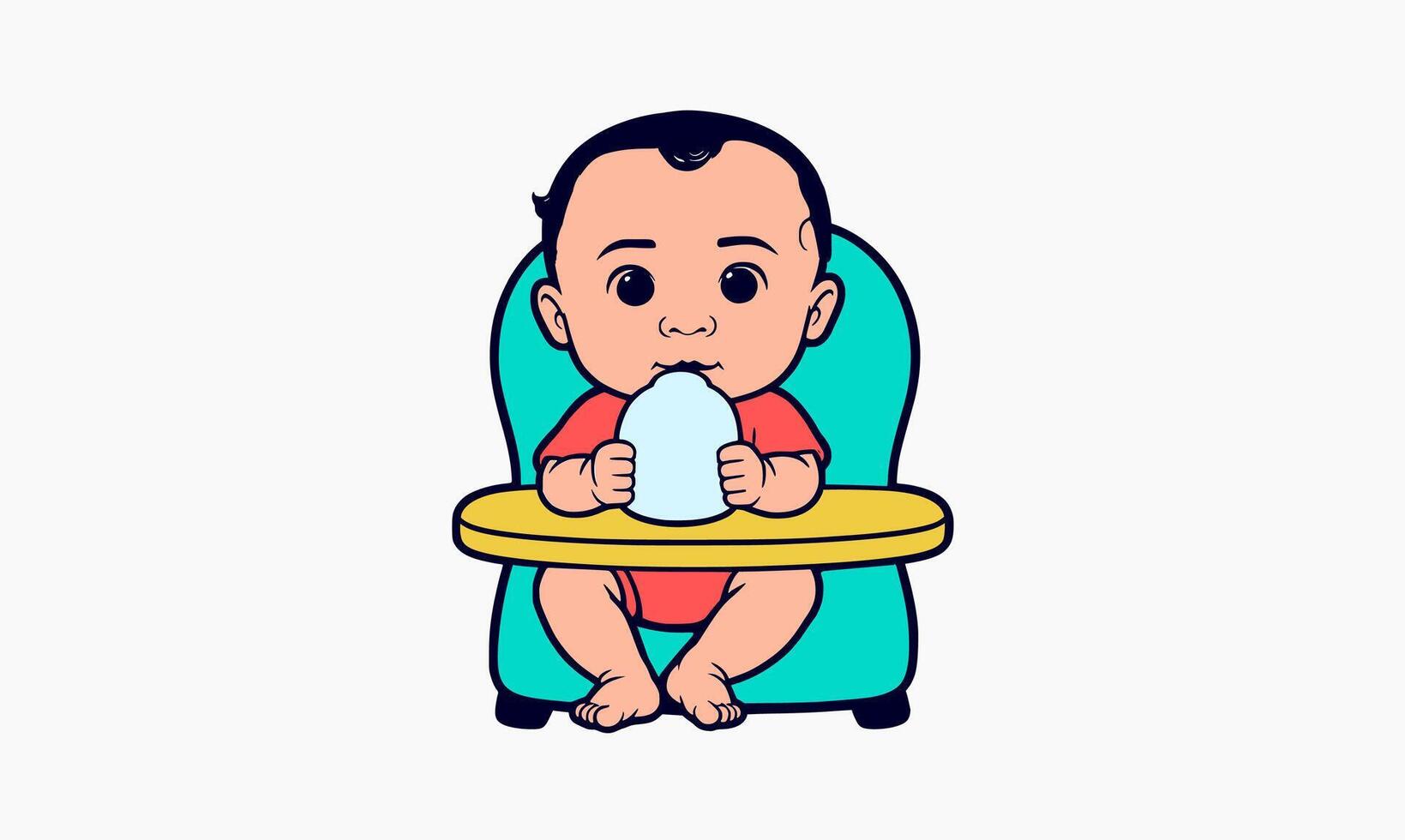 A Cute Child Drinking Milk vector