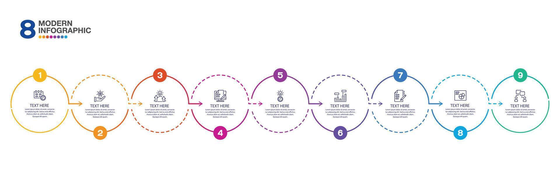 Infographic process design with icons and 8 options. vector