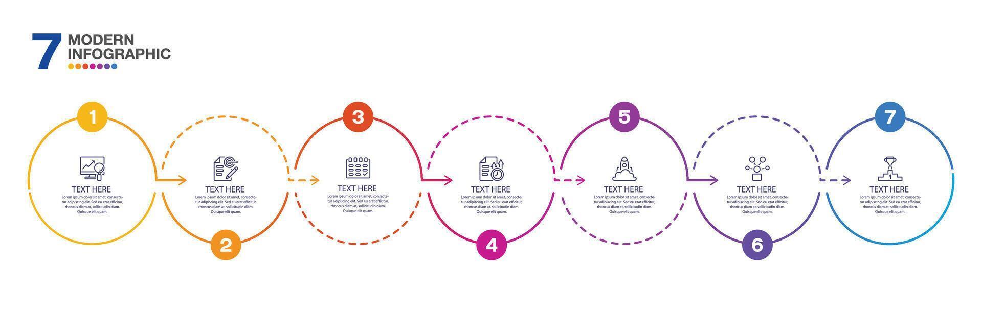 Infographic process design with icons and 7 options. vector