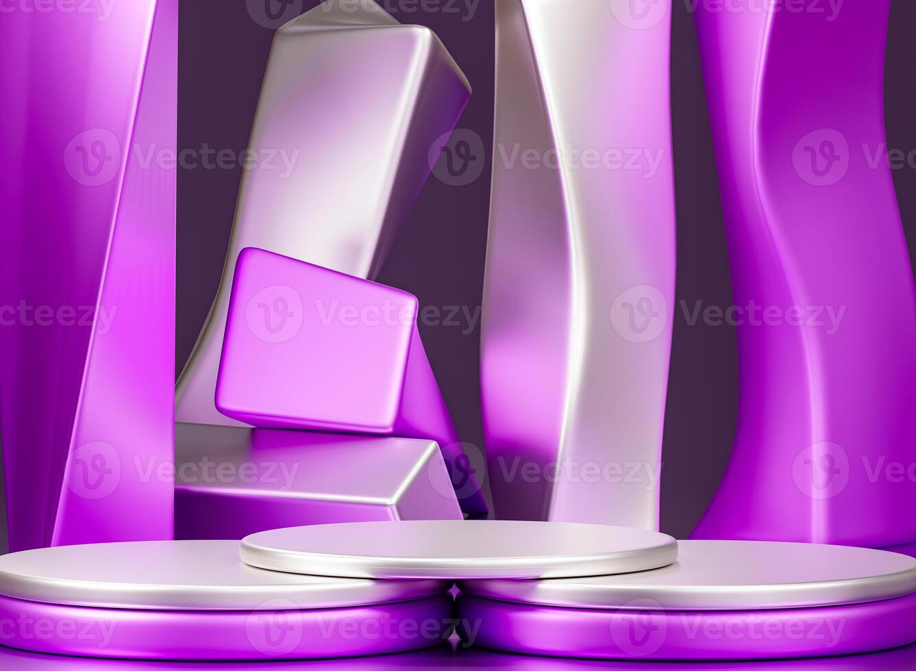 A luxurious 3D backdrop in shades of purple and silver for presentations photo