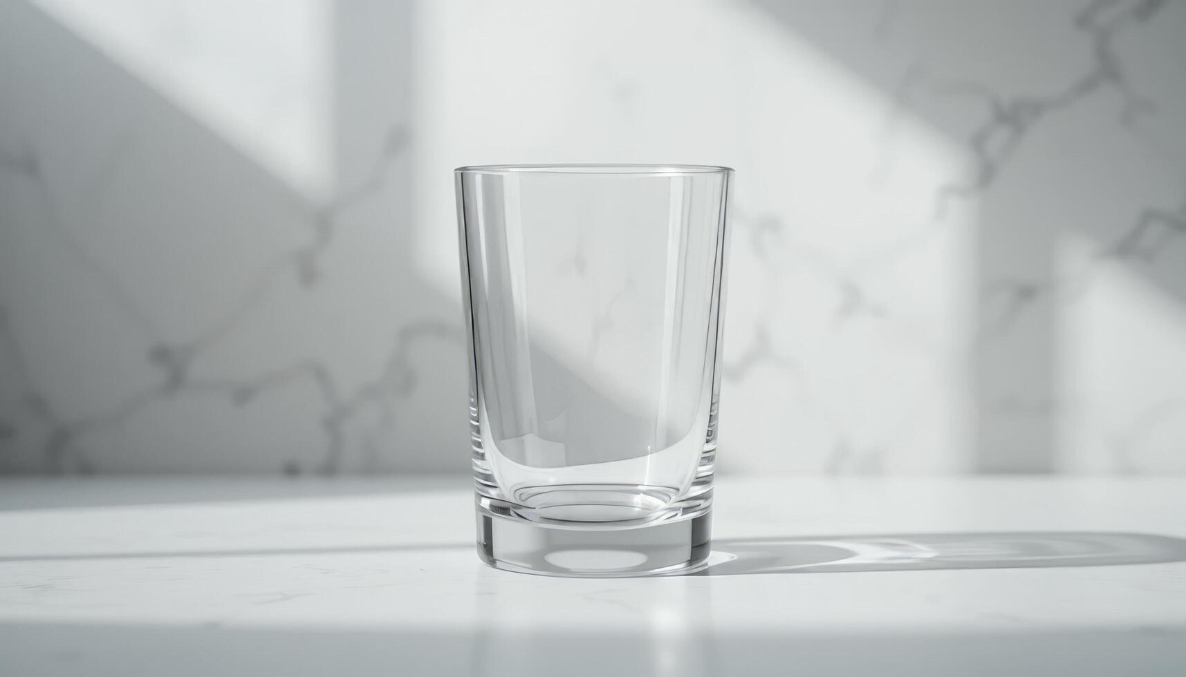Empty Glass on Marble Surface in Sunlight. A Minimalist Still Life Photography photo