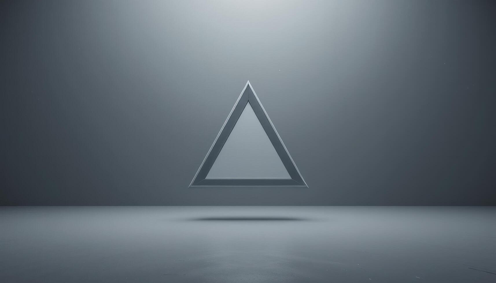 Abstract Minimalist Gray Triangle in a Dark Room. A Study in Shape and Shadow photo