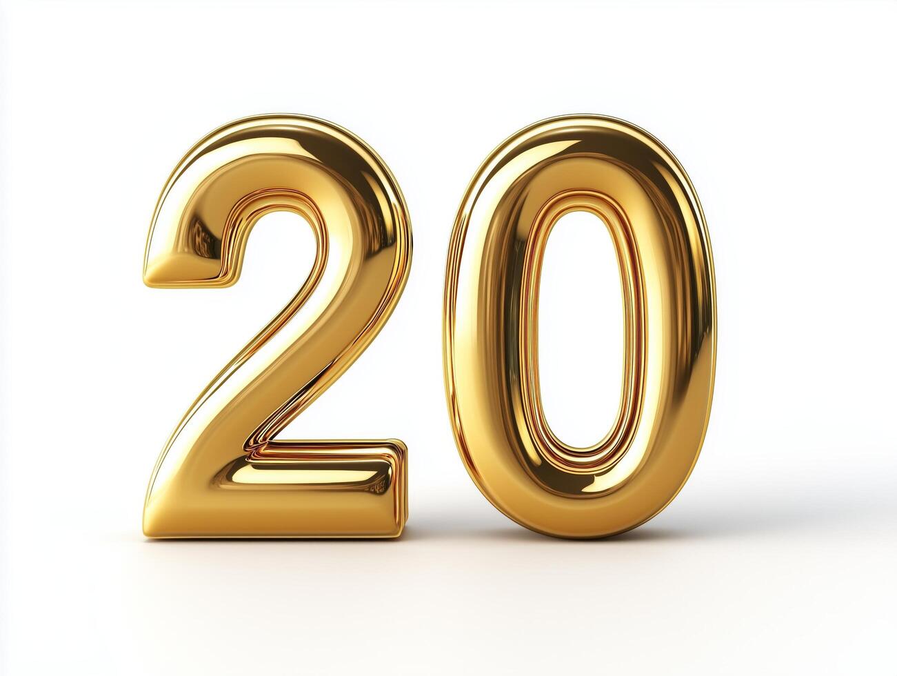 Shiny Golden Number Twenty. A Celebration of Two Decades, Anniversary, Jubilee, Milestone, Achievement photo