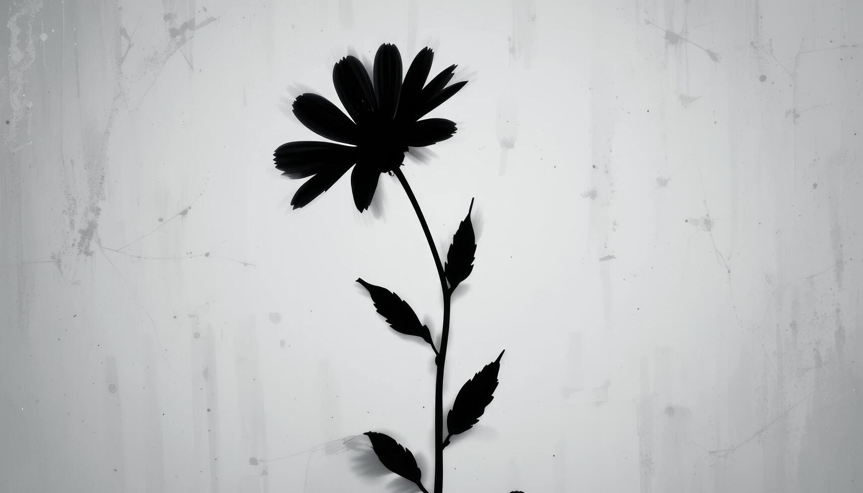 Black and White Silhouette of a Single Flower Against a Textured Background A Study in Minimalism and Contrast photo