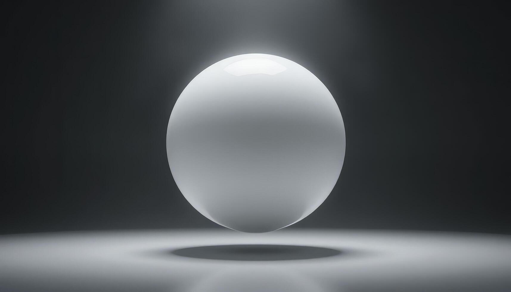 A Perfectly Illuminated White Sphere in a Dark Studio Setting. Minimalist 3D Render photo