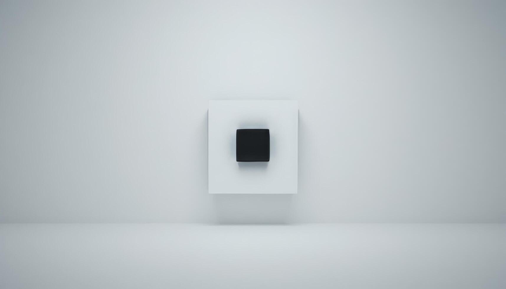 Minimalist Modern Interior Design with a Black Square on a White Wall. A Study in Simplicity and Clean Lines photo
