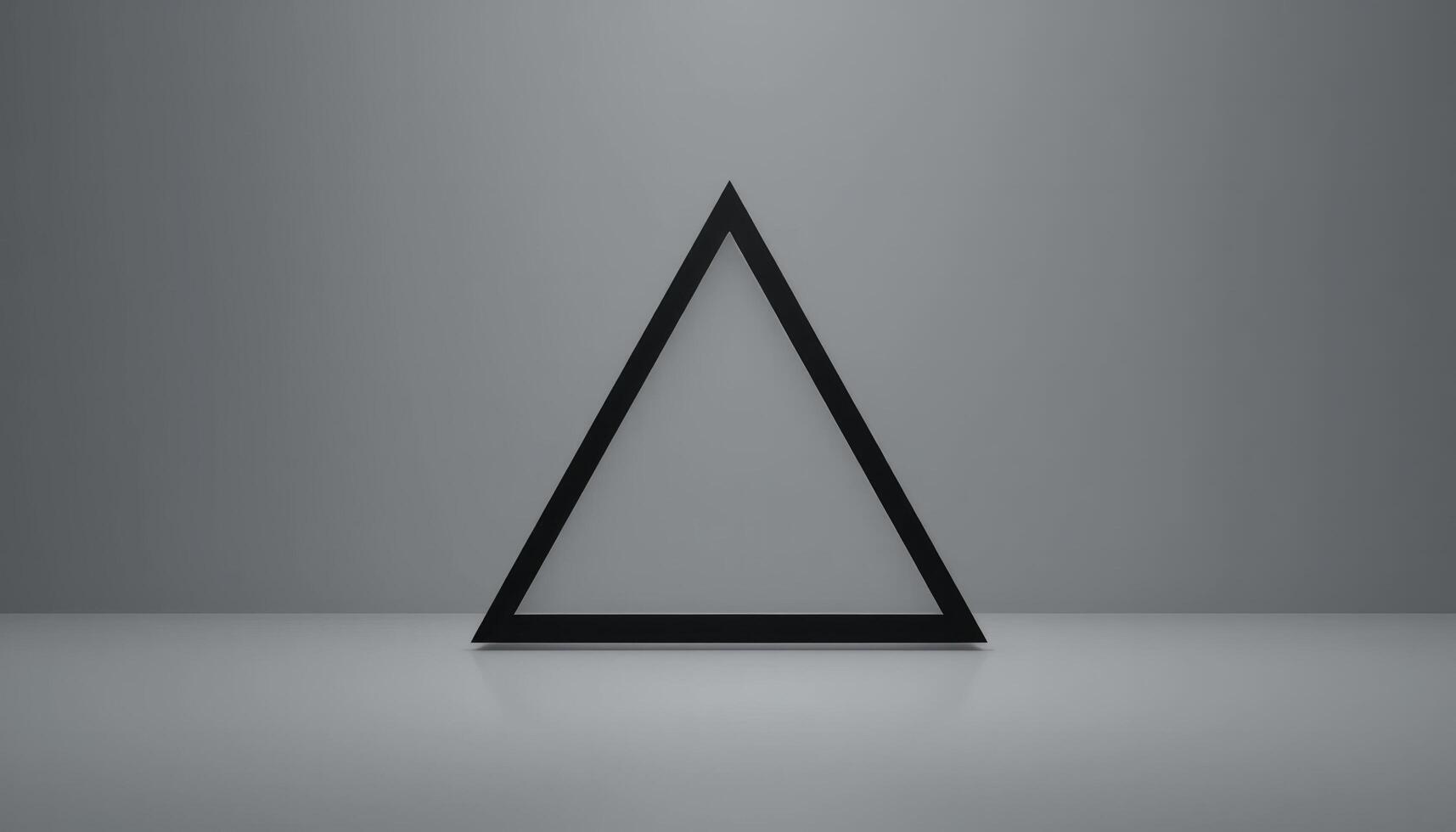 Minimalist Black Triangle Frame on Grey Background Modern Art Design Abstract Geometry Shape photo