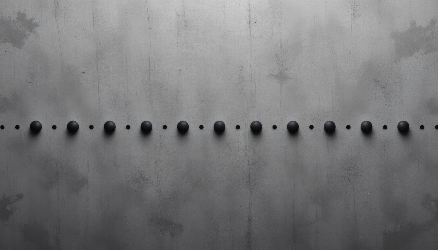 Abstract Minimalist Grey Metal Surface with Regularly Spaced Black Spheres photo