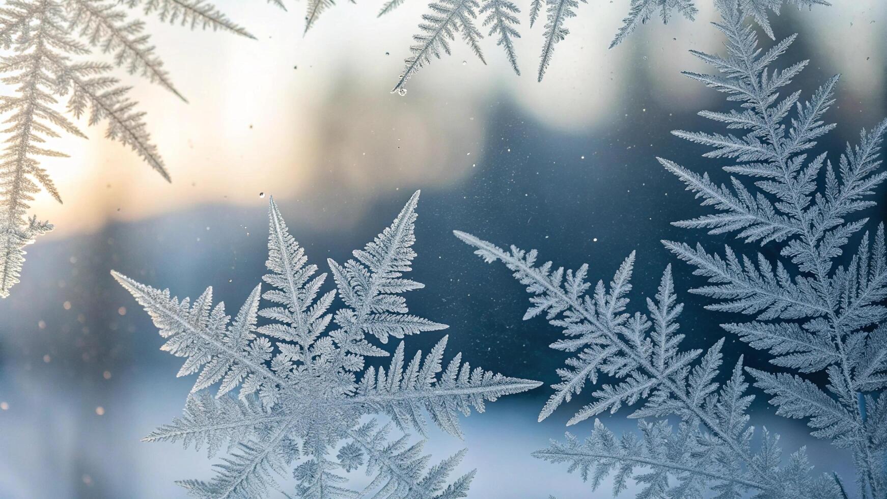 Frosted glass with snowflakes on it photo