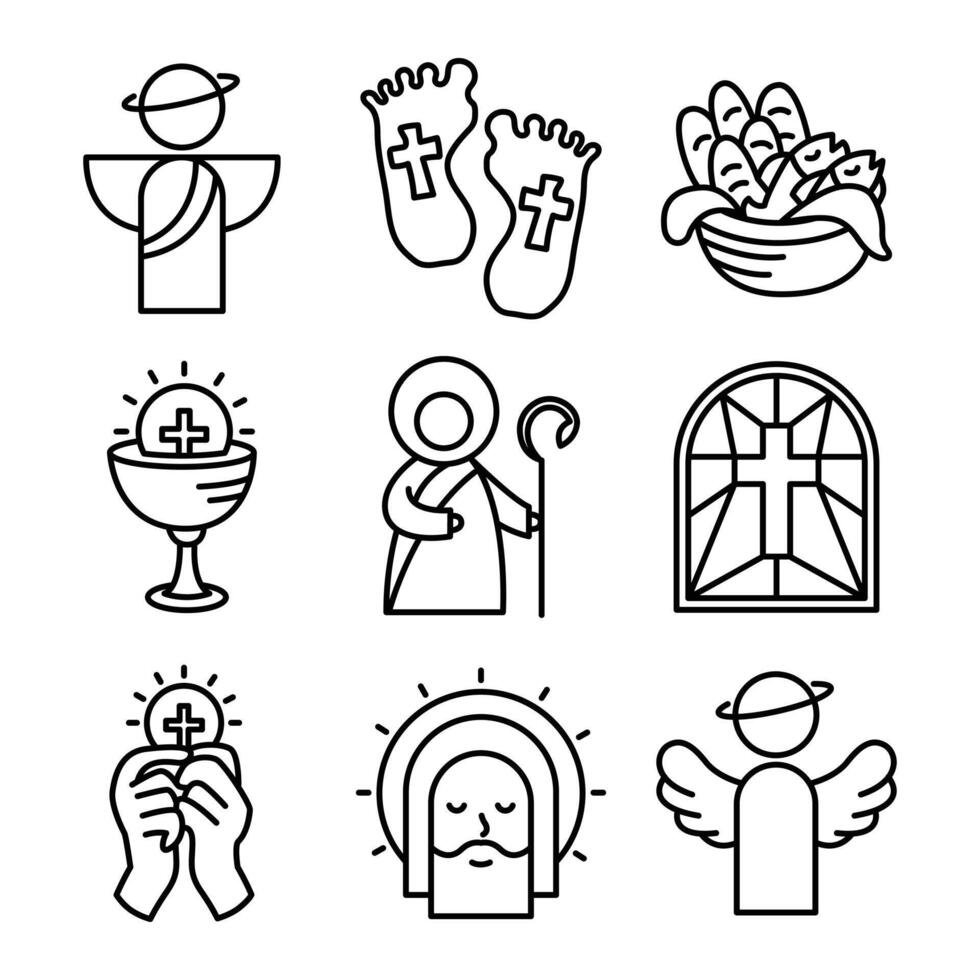bundle of christianity set icons vector