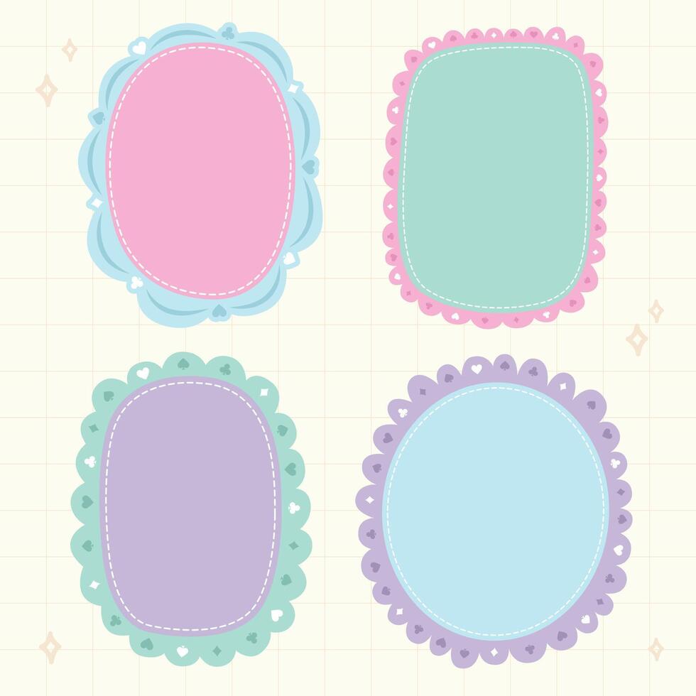 Set of cute vintage frames in pastel colors vector