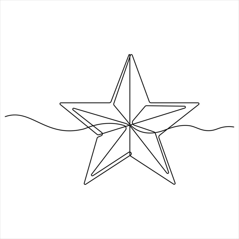 Single continuous line drawing star One line drawing background Linear star icon illustration vector
