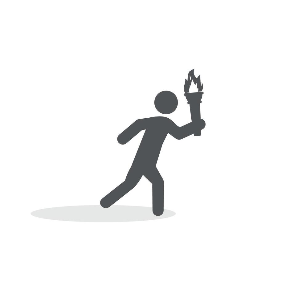 illustration of a flat design of a torchbearer runner. vector