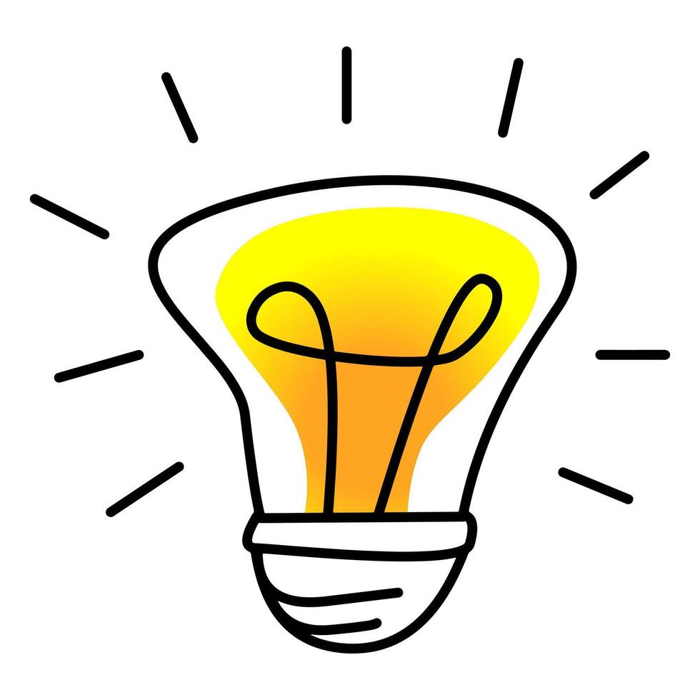 Hand drawn light bulb in doodle style vector