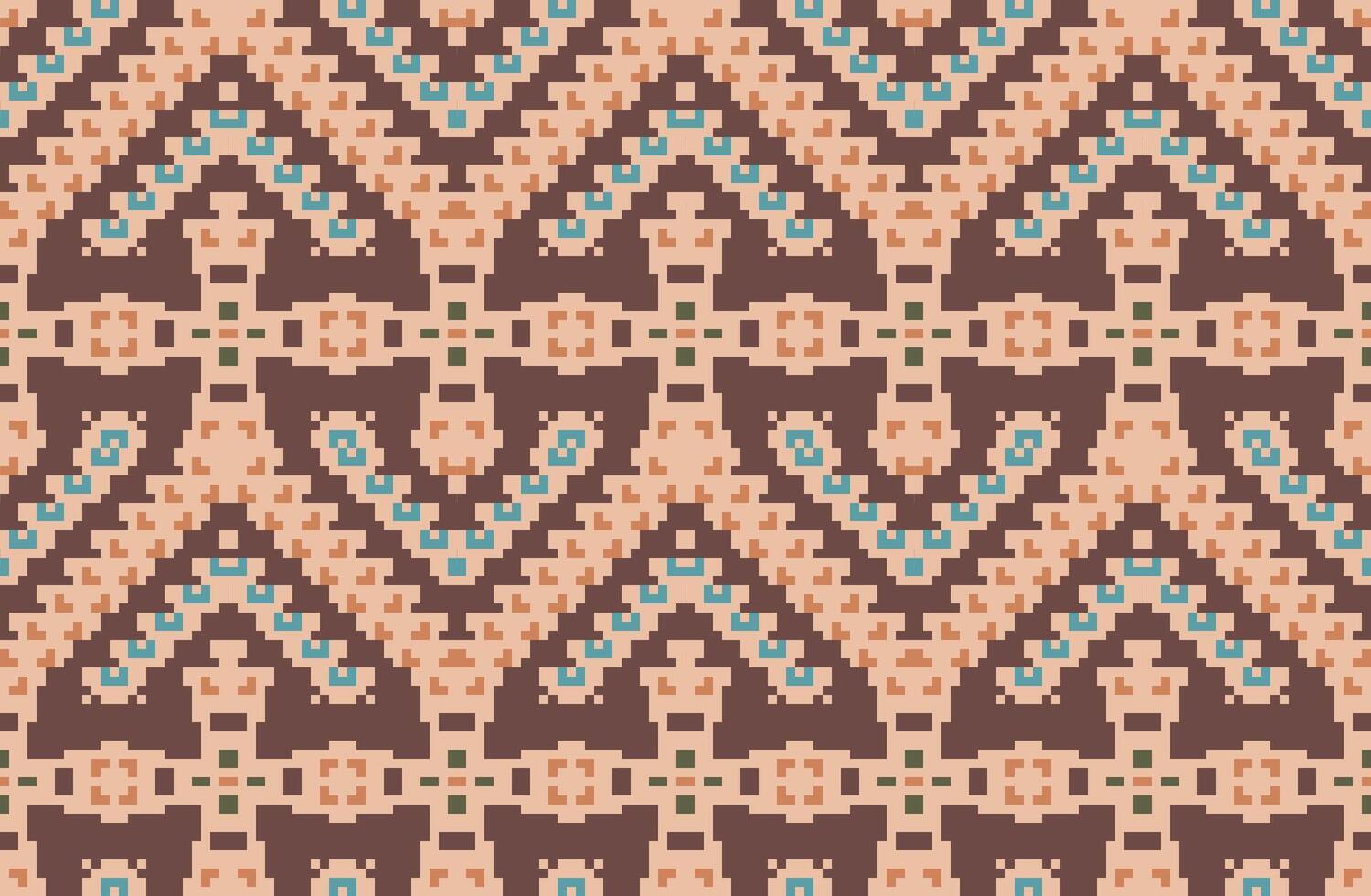 Pixel Art Abstract Islamic Geometric Patterns Printablefolk Embroidery, Aztec Geometric Ornament Print. Design for Carpet, Wallpaper, Clothing, Wrapping, Fabric vector
