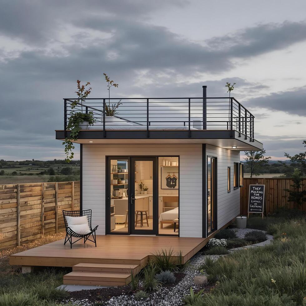 Minimalist Tiny House with Sleeping Loft and Rooftop Deck photo