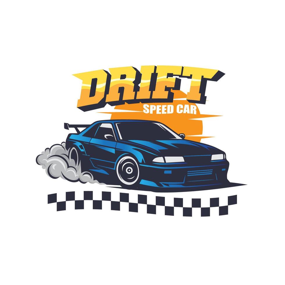 drift car racing logo design graphic illustration vector