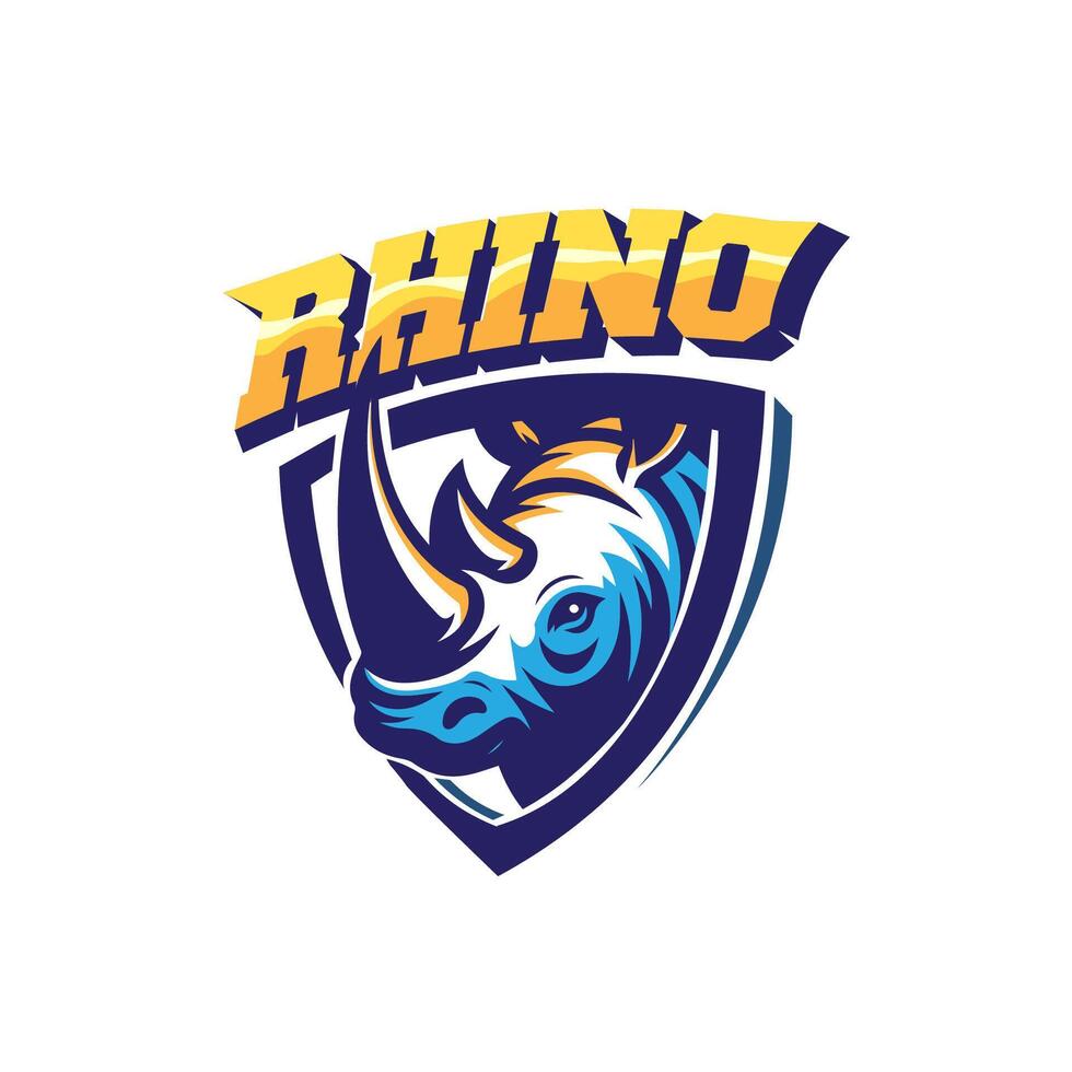 rhino head mascot badge logo design graphic illustration vector