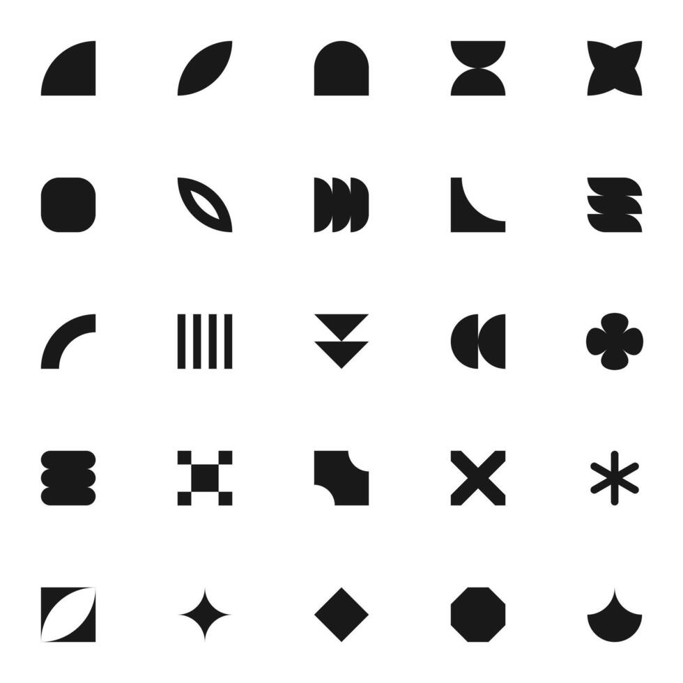 Abstract geometric shapes elements. Groovy brutal design aesthetic. vector
