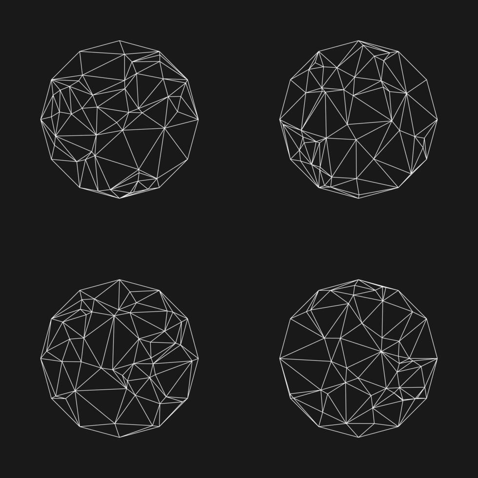 Futuristic polygonal data connection set elements design . vector