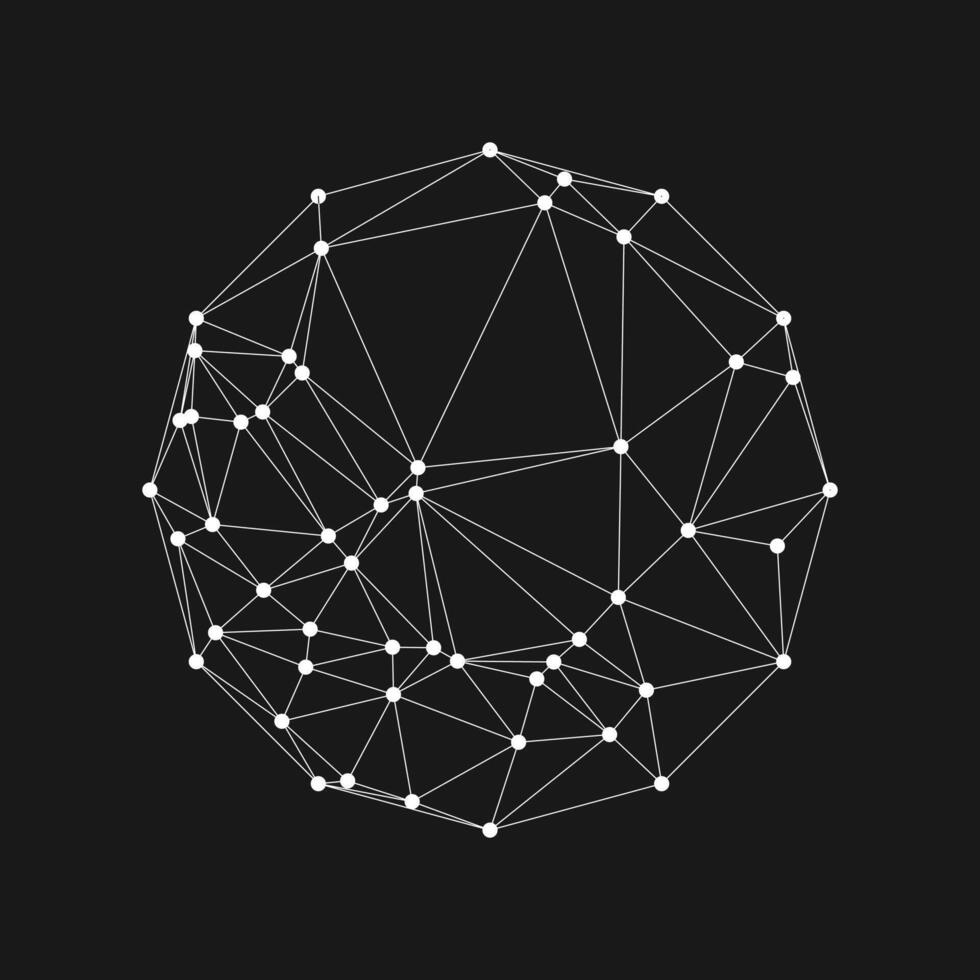 Polygonal world connect data lines and dots futuristic technology. vector