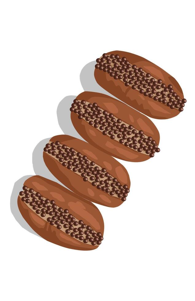 Delicious Chocolate bread with sweet Chocolate ball and cream vector