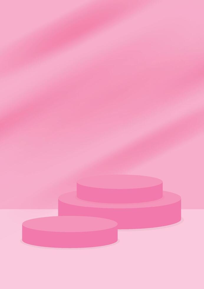 The pink pedestal podium display with a pink background for the award ceremony. Products display and showcase presentation. vector