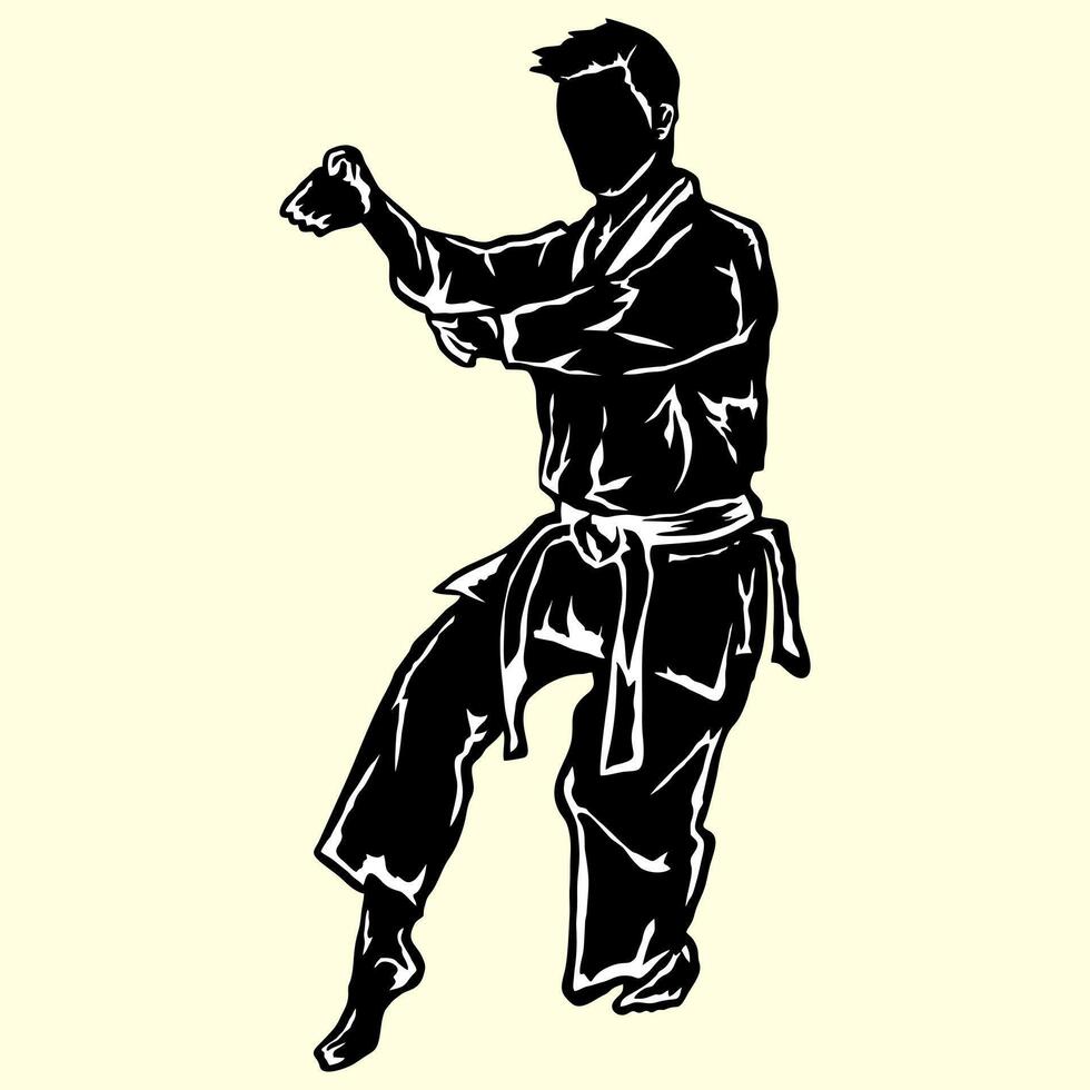 karate taekwondo silhouette icon logo illustration pose vector