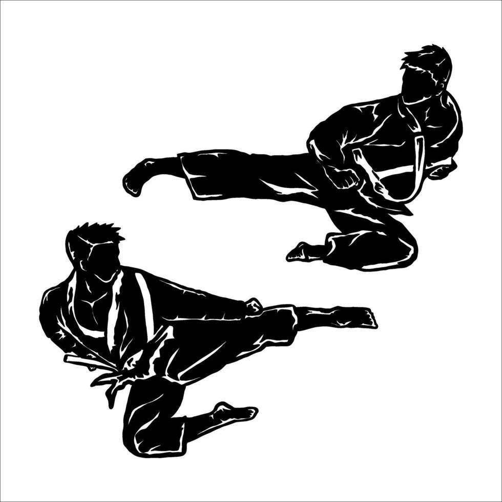 karate taekwondo silhouette icon logo illustration kick vector