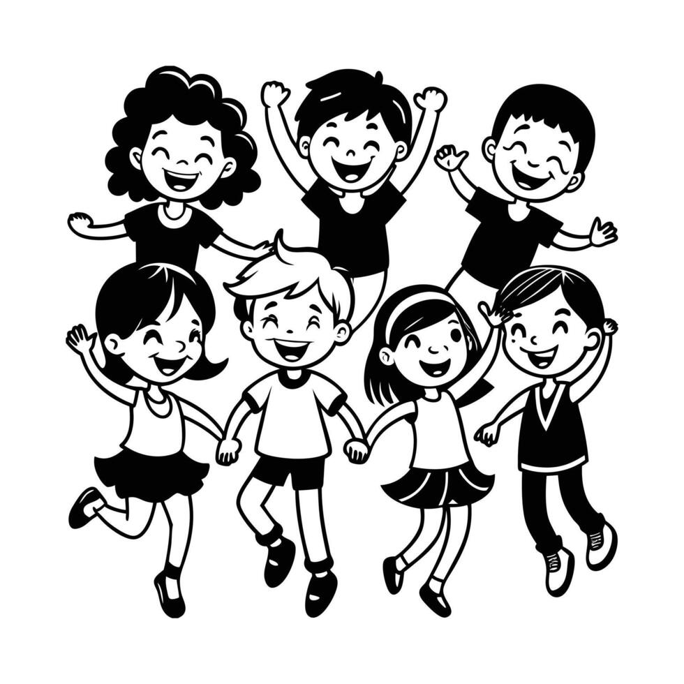 Happy kid dancing or jumping with joy SVG vector