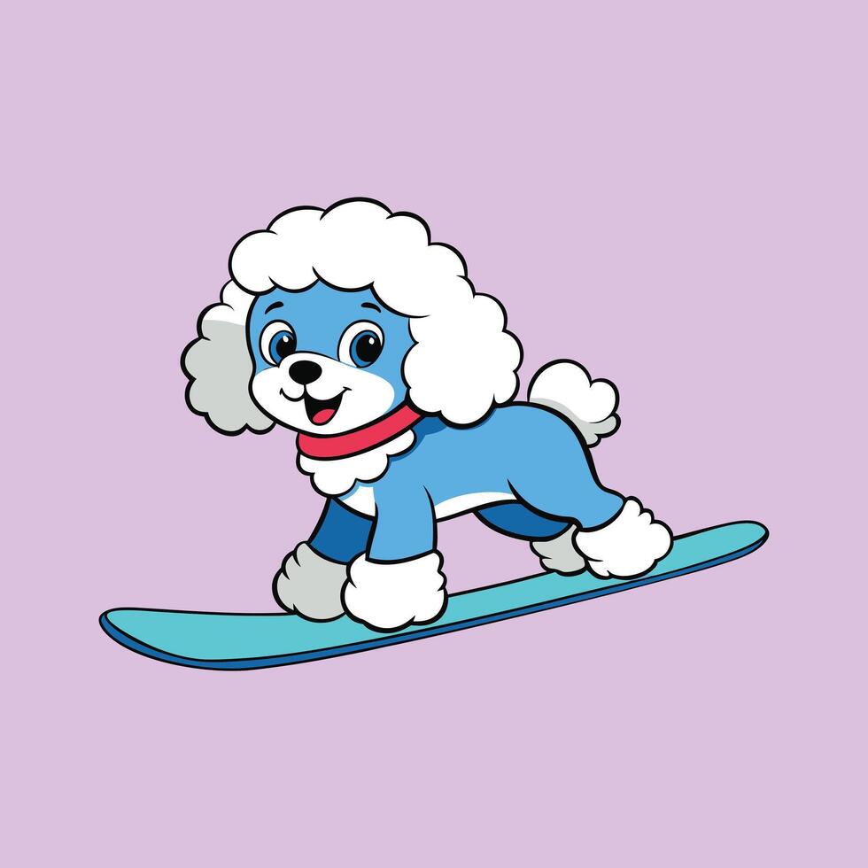 Poodle Winter Wonderland Snowboarding Bliss vector