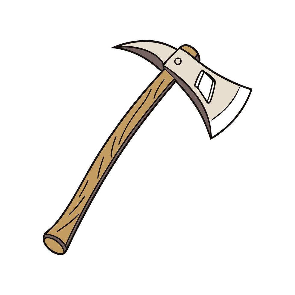 Hand drawn axe cutting the tree vector