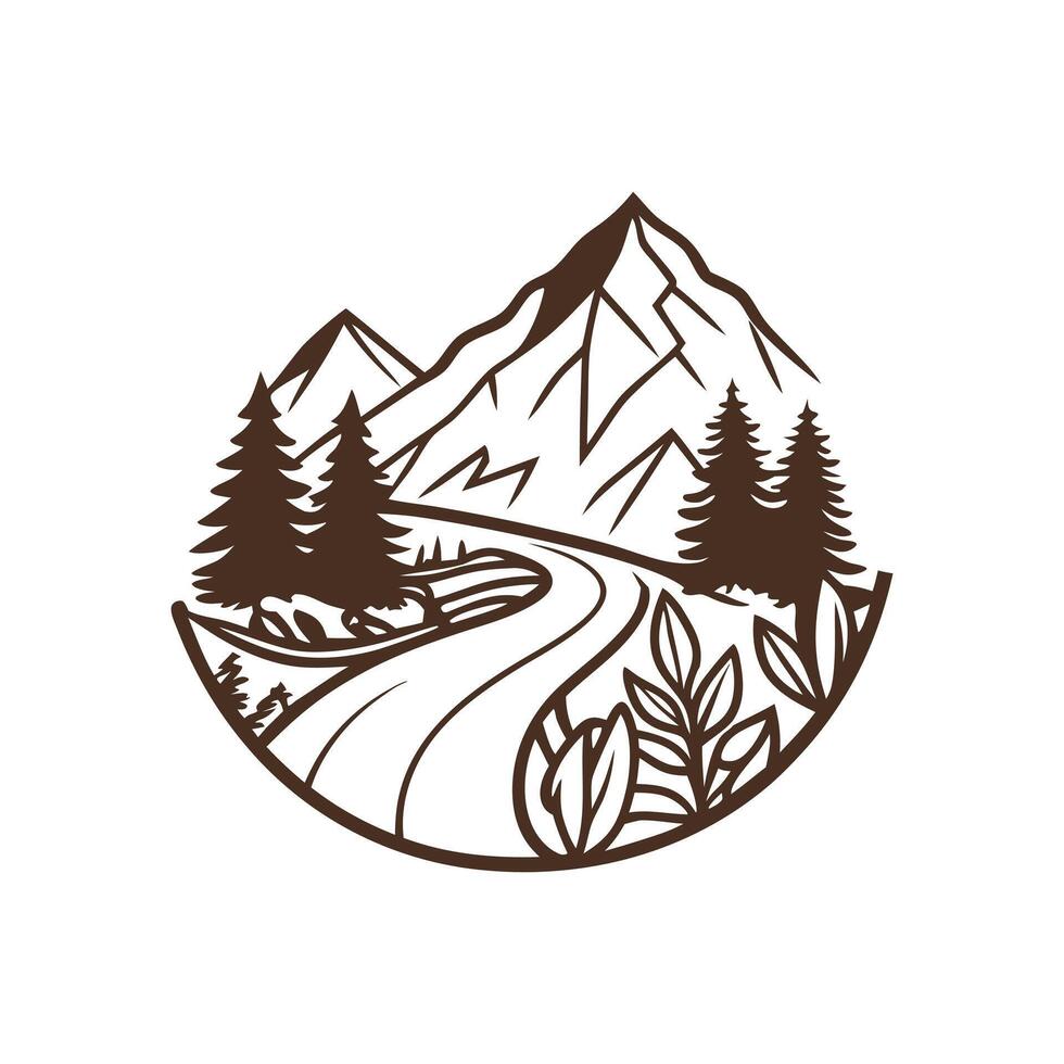mountain templates and tree vector