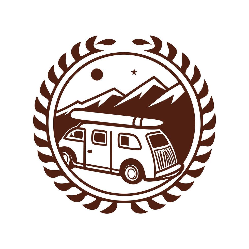 camping bus design vector