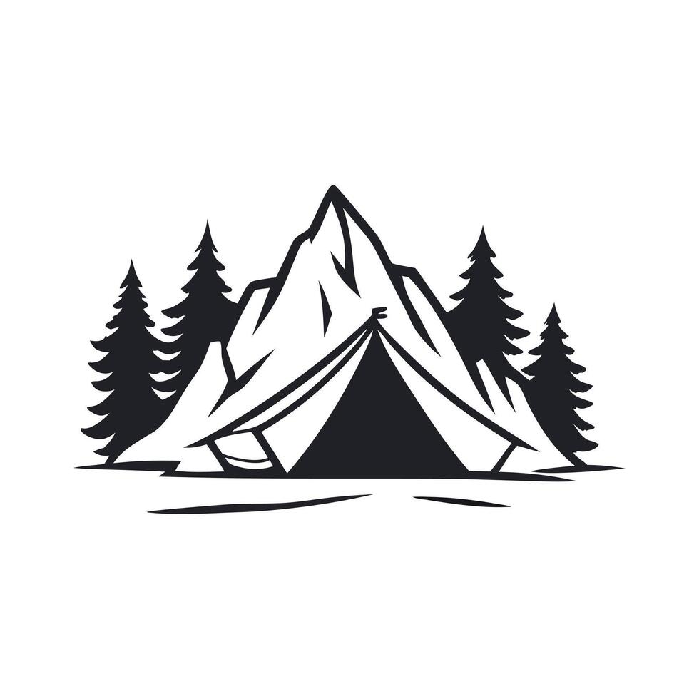 Camping black and white vector
