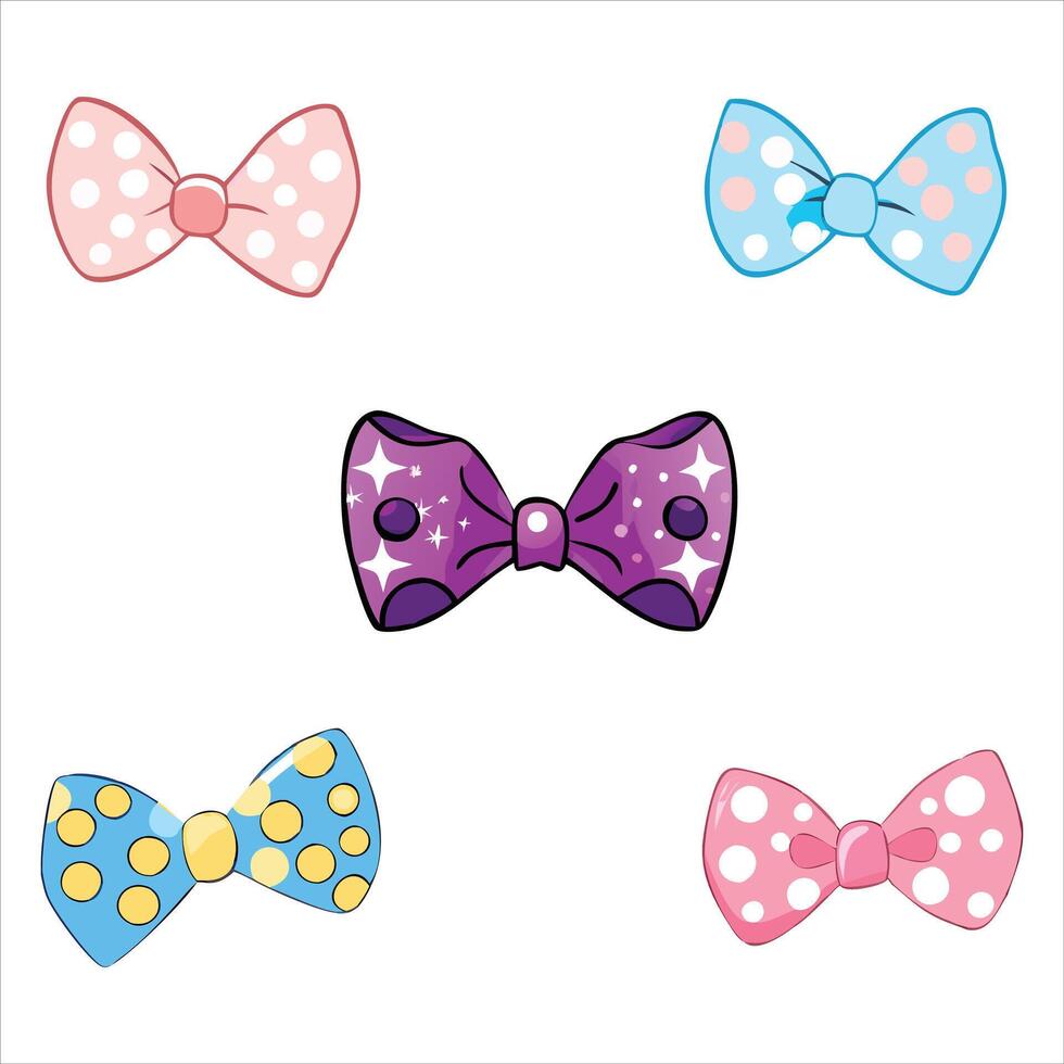 Girly Ribbon Bow Collection Perfect for Crafts Decor vector