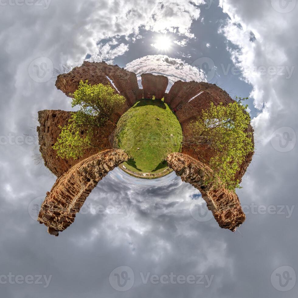 A small planet with a view of a building photo